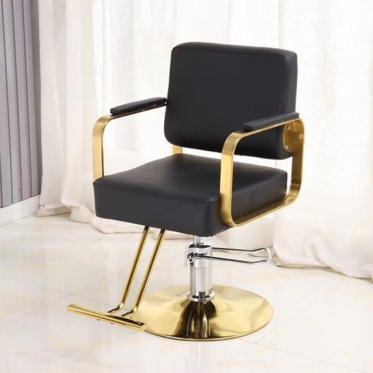 Sillón de Peluquería Manga Dorada