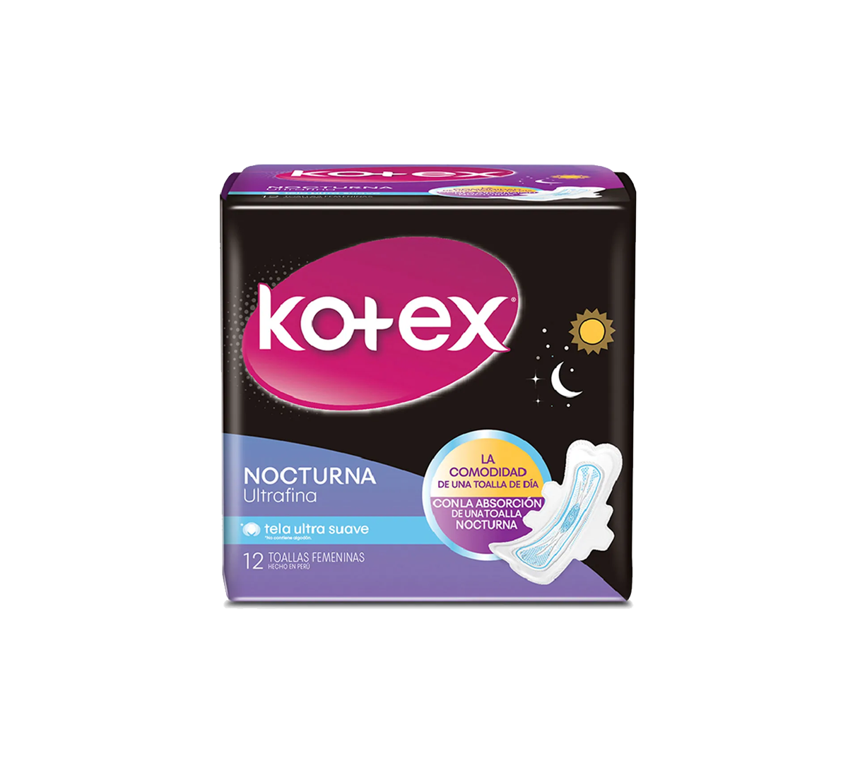 Kotex Toalla Nocturna Ultrafina con Alas - 12 Uds