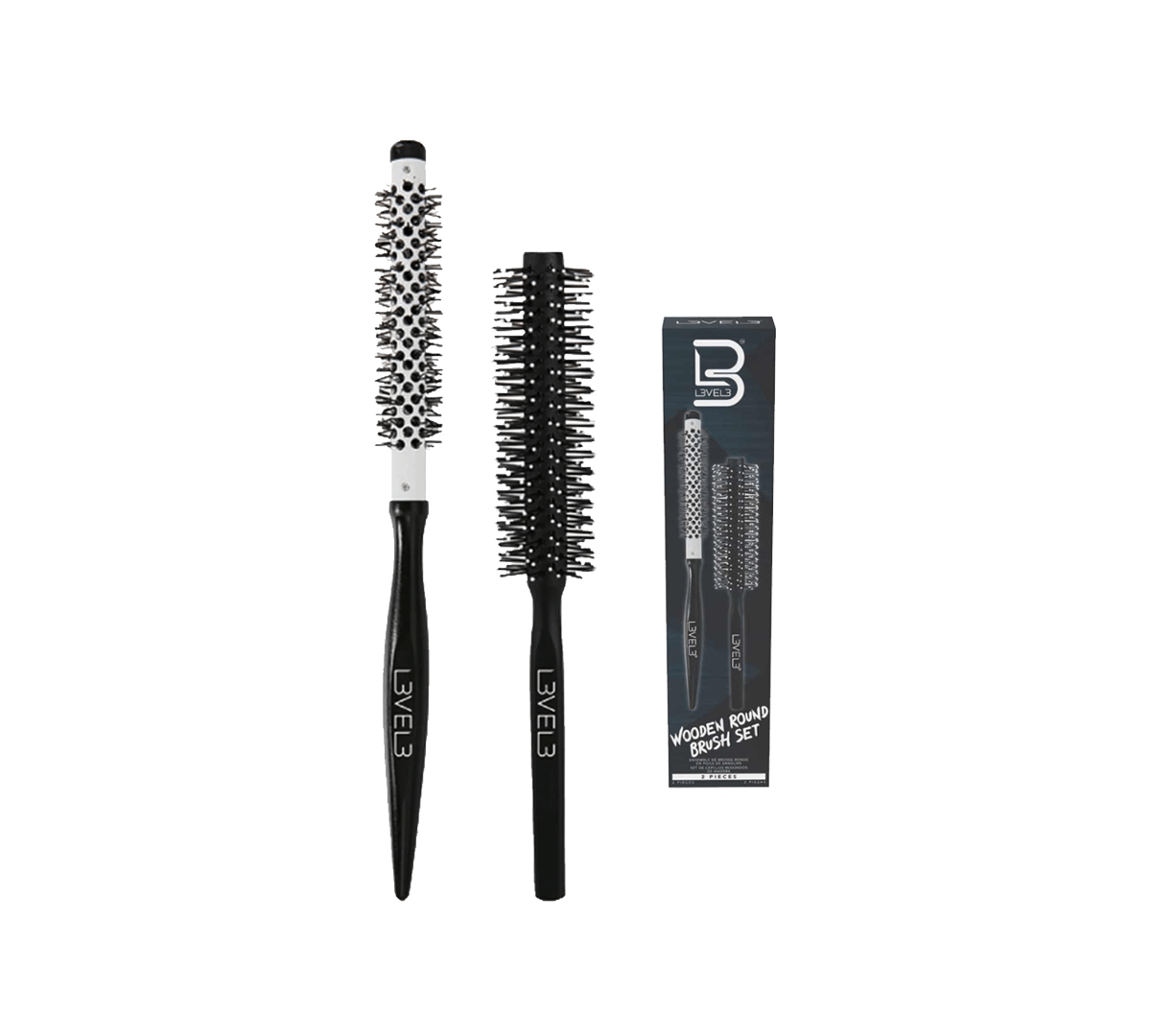 Set Cepillos Redondos Madera 2 Pzs Level 3