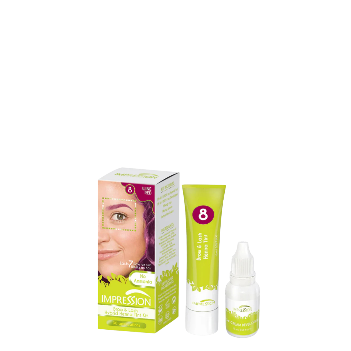 Kit Hair Tintura Cejas y Pestañas Rojo Vino 15ml Impression