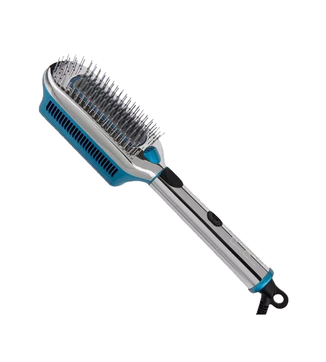 Cepillo eléctrico BabylissPro Cryocare The Coldbrush en uso, con diseño moderno y tecnología de enfriamiento para peinar y alisar el cabello.