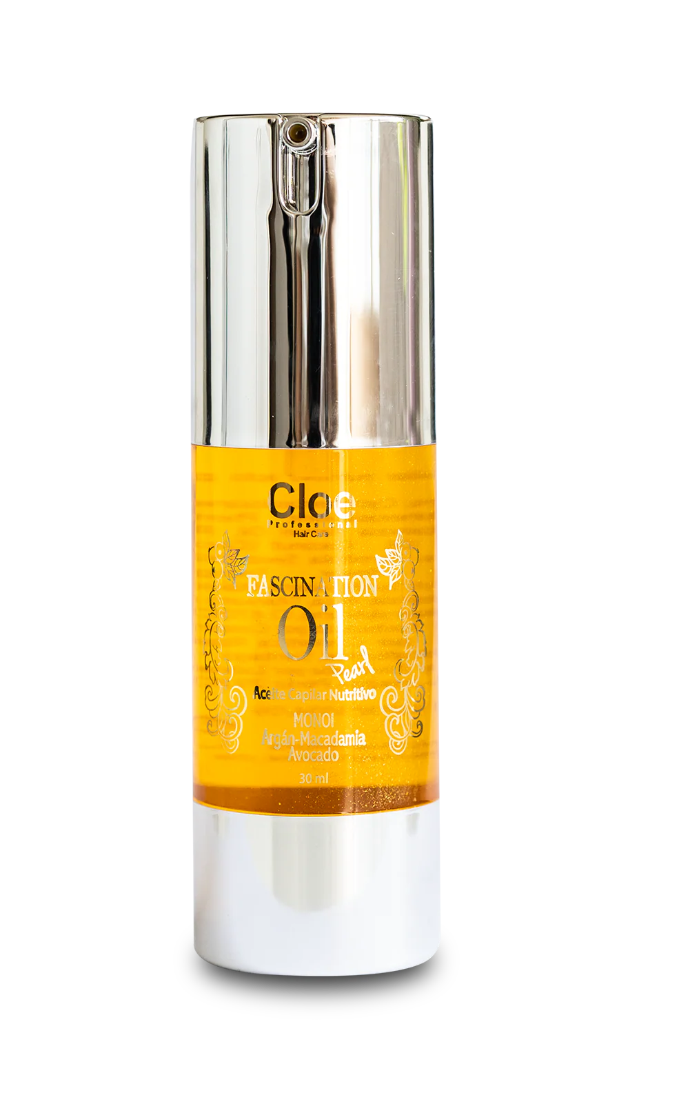 Aceite capilar Cloe Fascination Oil Pearl de 30ml con perlas perladas para cabello brillante y sedoso.