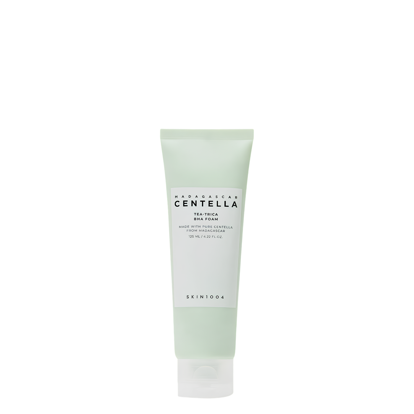 Tubo de 125 ml de la espuma limpiadora facial para pieles con acné Madagascar Centella Tea-Trica BHA Foam de la marca coreana Skin1004, gel limpiador purificante con ácido salicílico y árbol de té.