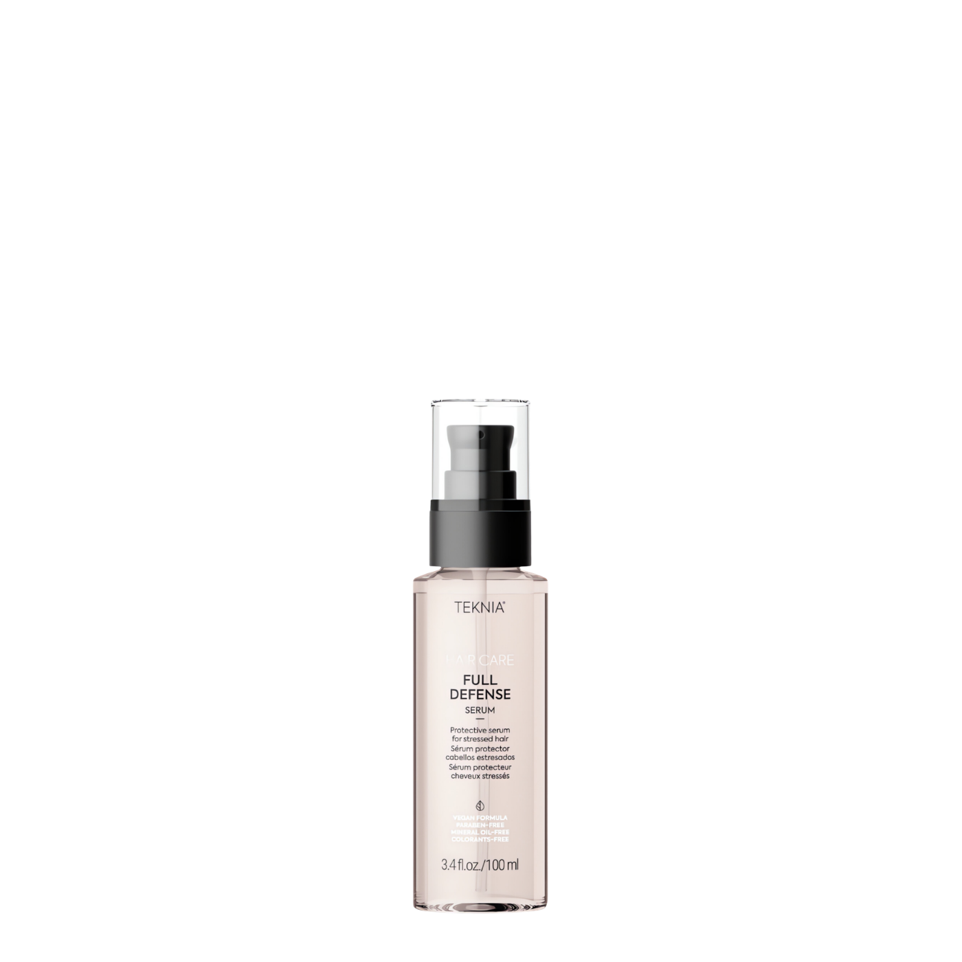 Aceite capilar Lakme Teknia Full Defense Serum 100ml con botella y gotero, para protección y cuidado del cabello.