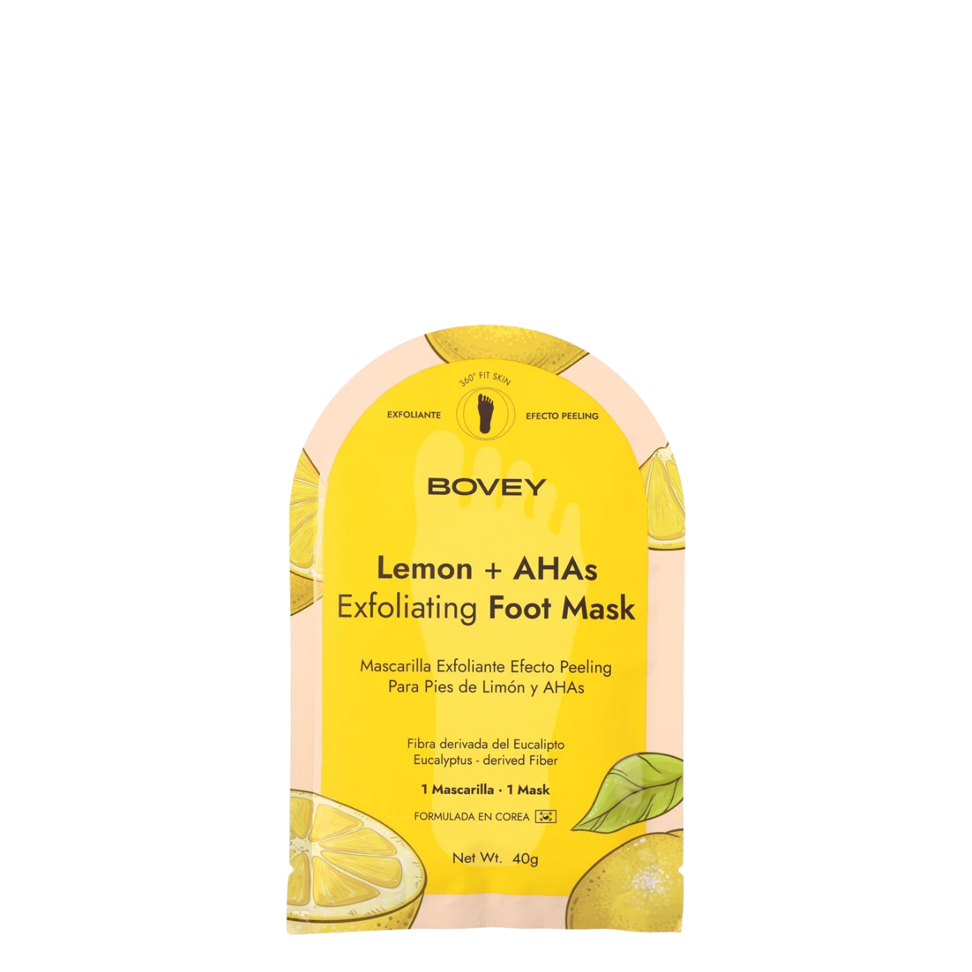Mascarilla exfoliante de limón para pies Bovey, mascarilla peel off para eliminar células muertas y suavizar la piel de los pies.