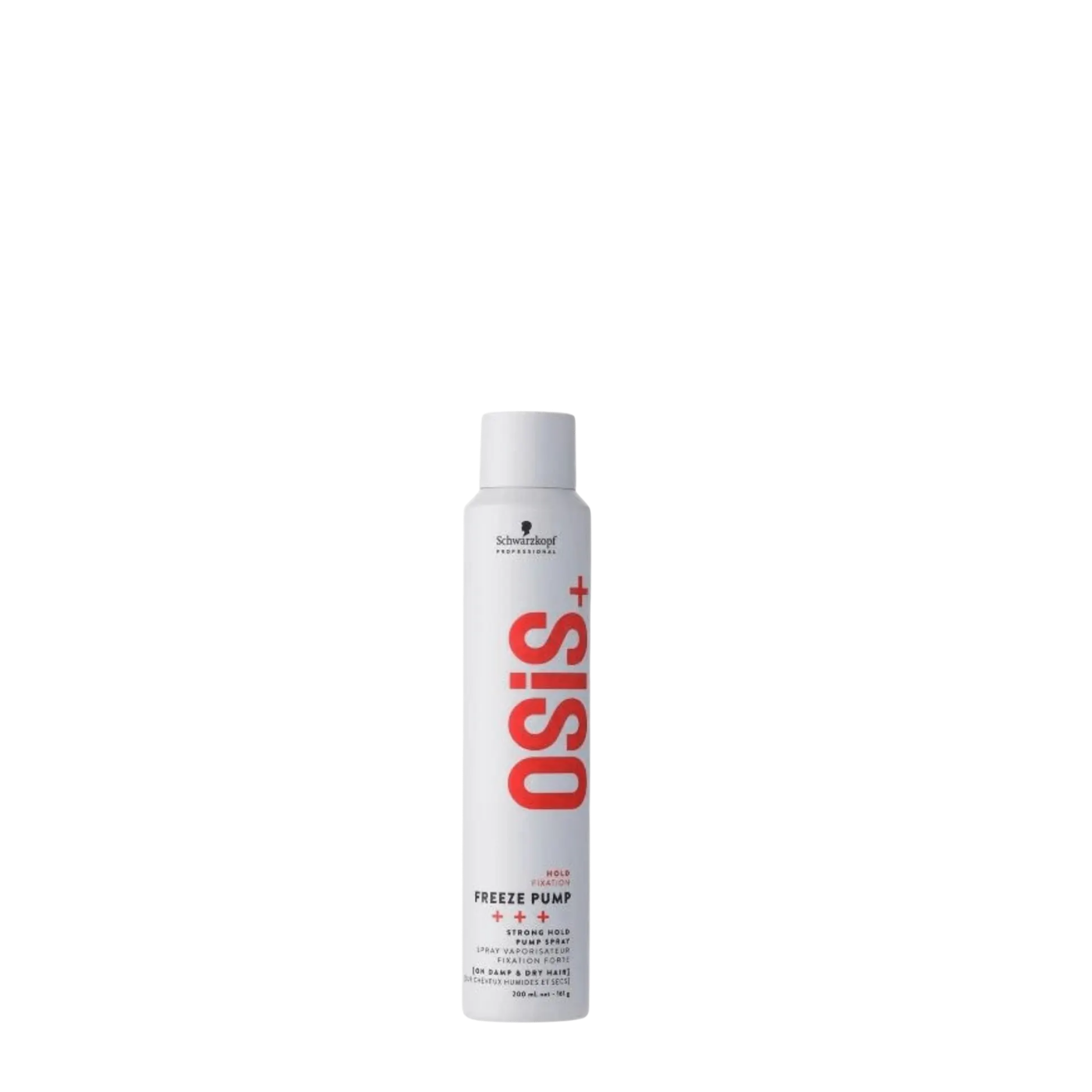 Spray de laca Schwarzkopf Osis+ Freeze Pump 200ml con boquilla para fijación fuerte y acabado brillante en cabello.