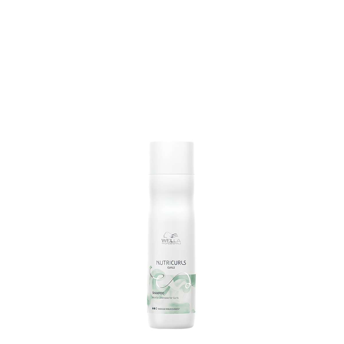 Champú micelar nutritivo para rizos Nutricurls de Wella, 250 ml, con fórmula suave para cabello rizado y brillante.