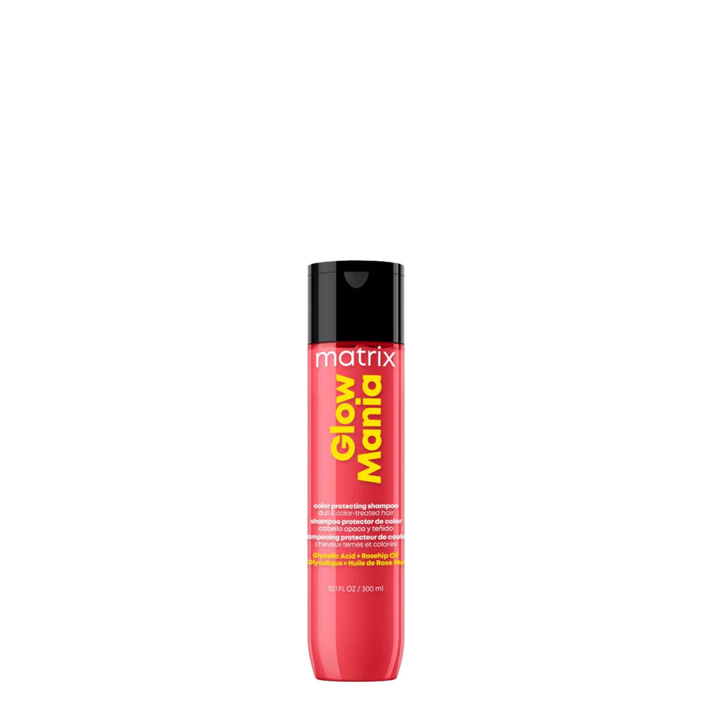 Champú protector del color y brillo intenso Matrix Glow Mania, botella de 300 ml con fórmula suave para cabello brillante