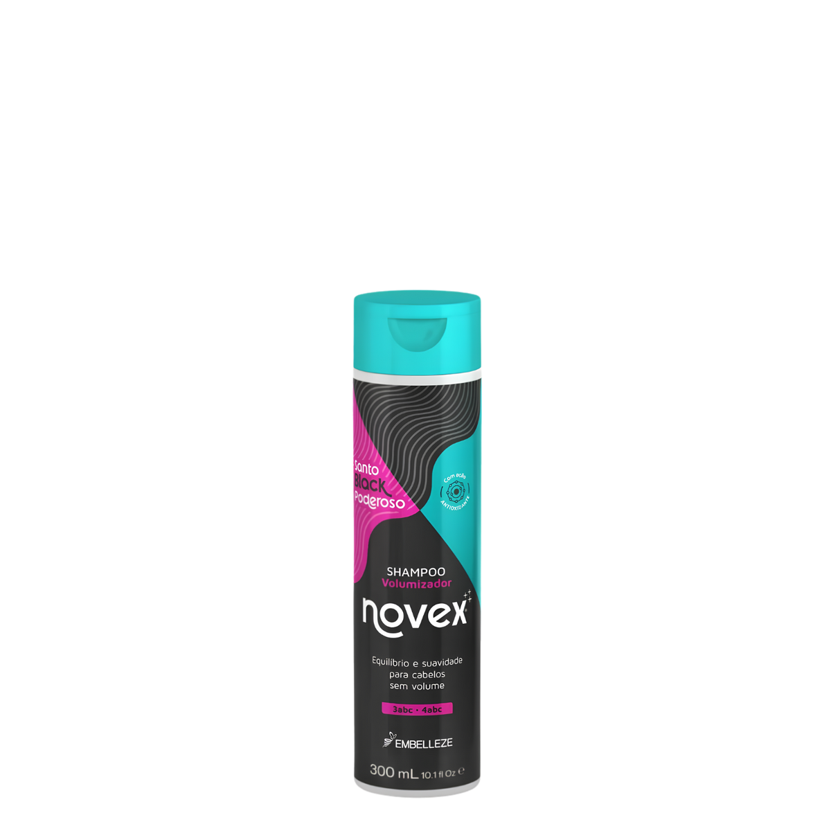 Shampoo humectante liberado para cabello rizado Novex Santo Black Poderoso 300ml