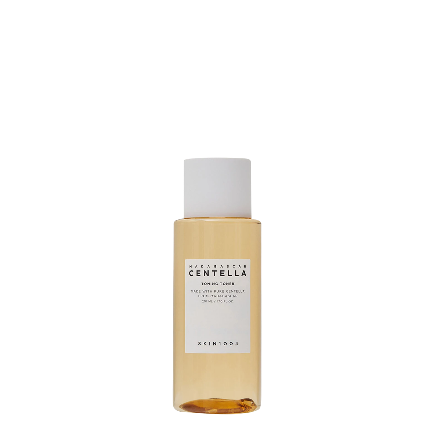 Botella cilíndrica de 210 ml de tónico facial Madagascar Centella Toning Toner de la marca coreana Skin1004, tratamiento hidratante y exfoliante suave diario para todo tipo de piel.