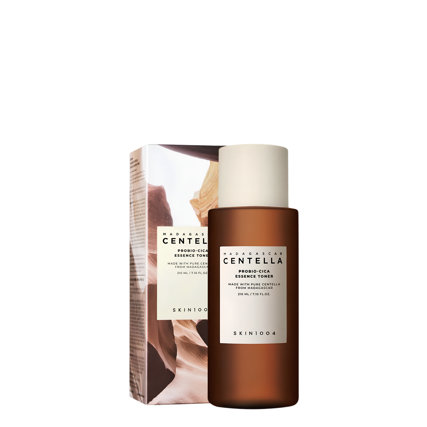 Botella de 210 ml del tónico esencia riparador Madagascar Centella Probio-Cica Essence Toner de la marca coreana Skin1004, textura lechosa con centella fermentada y ceramidas para piel sensible.