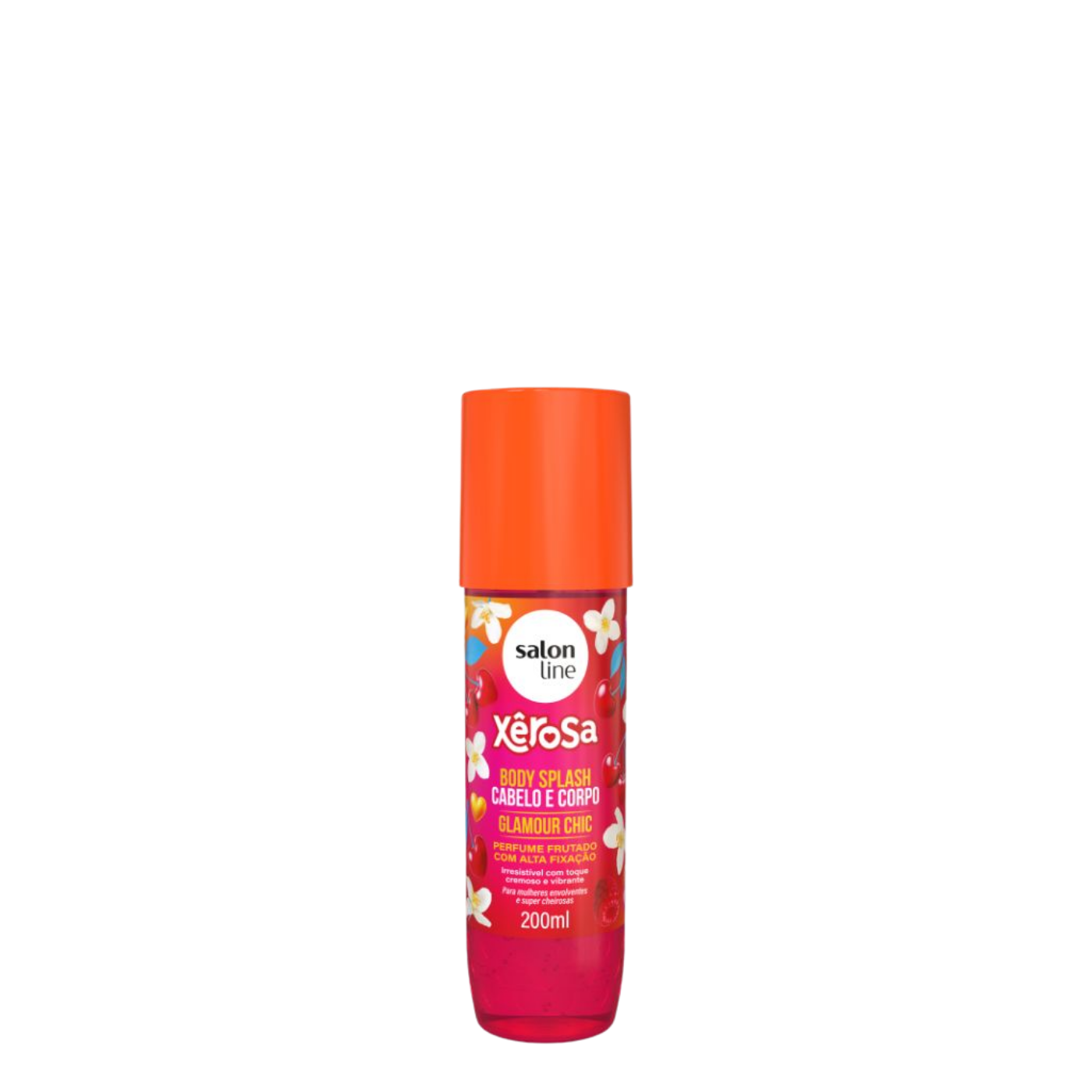 Botella de 200ml con atomizador de Xerosa Body Splash Desodorante Cabelo e Corpo Glamour Chic, bruma perfumada de alta elegancia para cuerpo y cabello