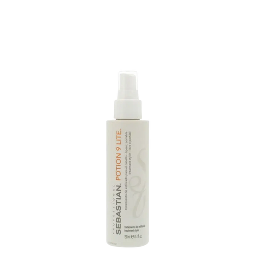 Tratamiento Sebastian Potion 9 Lite en frasco de 150ml, con fórmula para cabello suave y brillante.