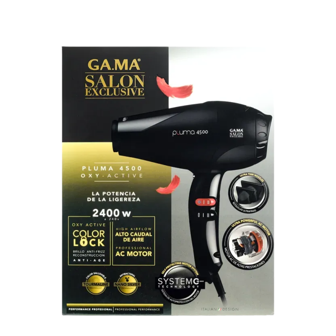 Secador Pluma 4500 Ion System GAMA Salón