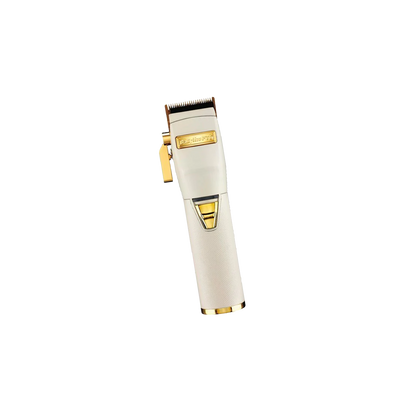 Máquina de afeitar barbers blancas BabylissPro para corte de cabello y afilado, con diseño profesional y ergonómico.
