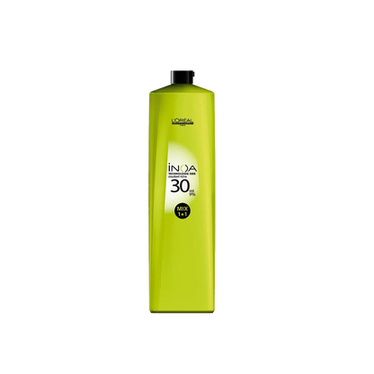 Oxidante Loreal INOA 30 Vol para coloración capilar, envase de color blanco y etiqueta con detalles del producto.