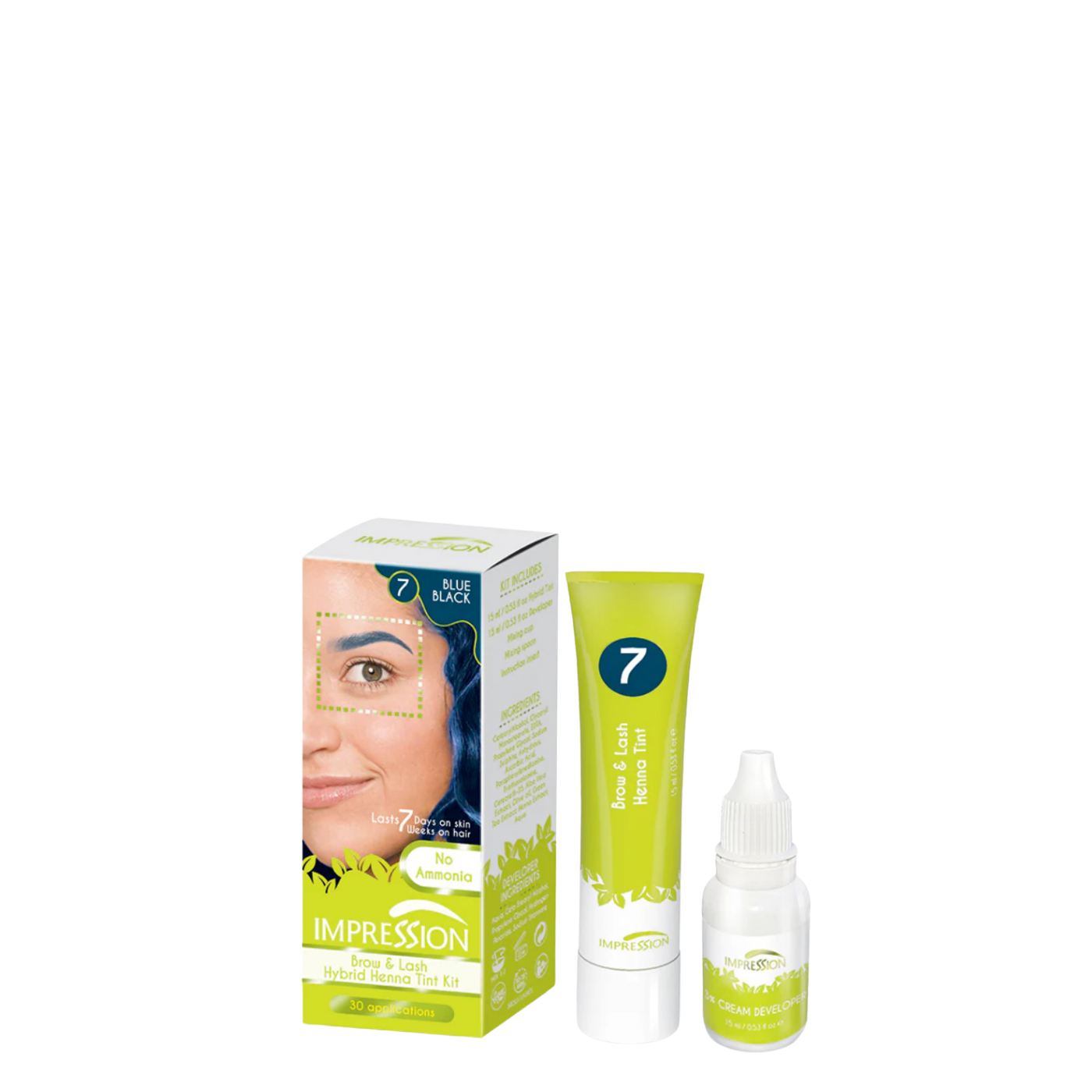 Kit Hair Tintura Cejas y Pestañas Negro Azulado 15ml Impression