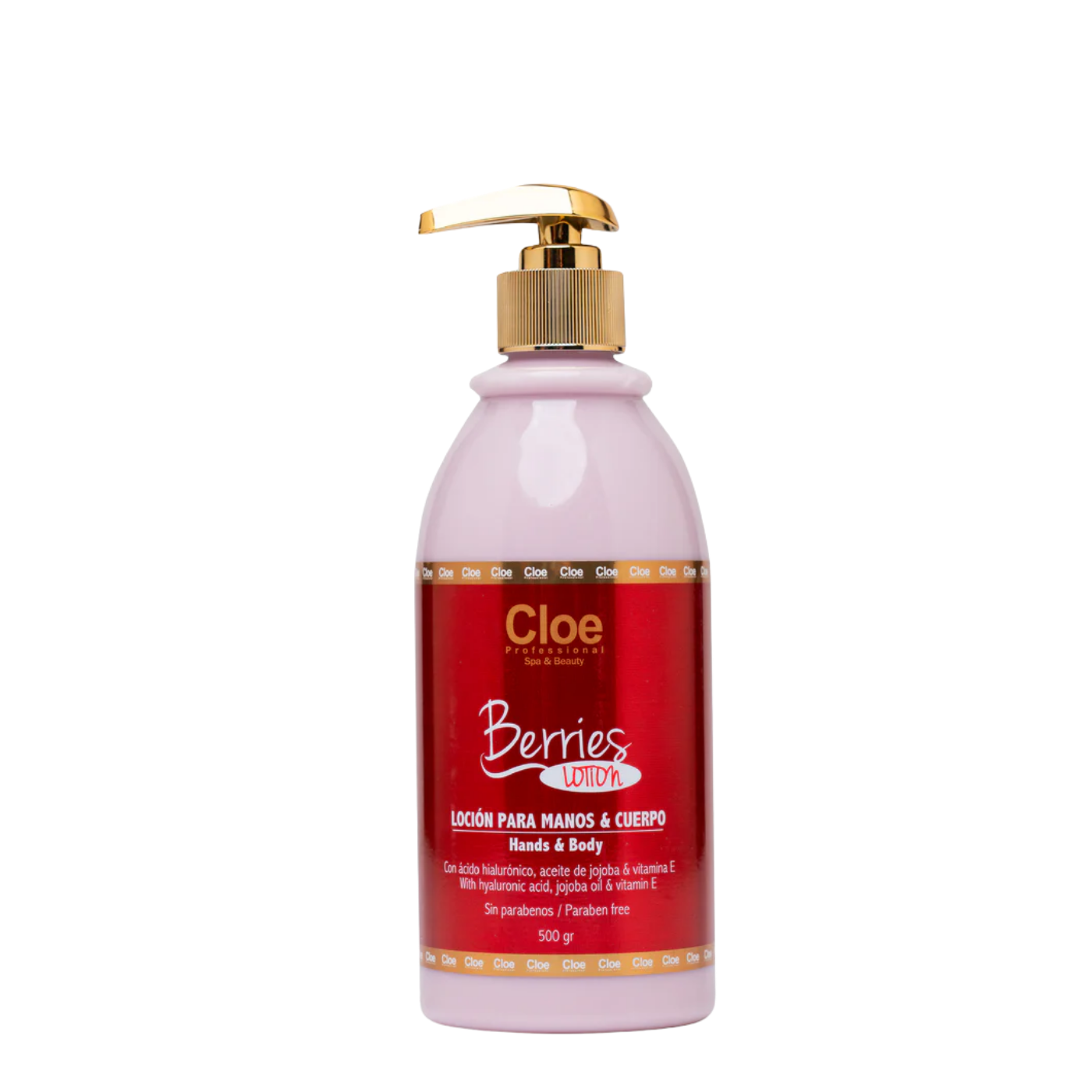 Loción corporal Berries de Cloe para manos y cuerpo en envase de 500ml, crema hidratante y nutritiva.