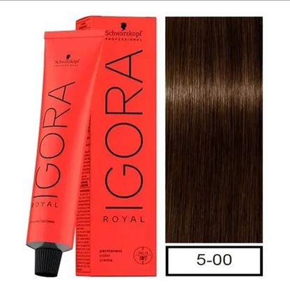 Tinte Schwarzkopf Igora Royal color 5-00 en botella, con tono rubio oscuro natural, mostrado en la imagen.