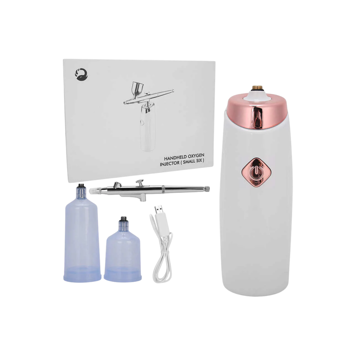 Kit de Aerógrafo Portátil e inalámbrico color rosa para manicure, con mini compresor recargable por USB y pistola de precisión para nail art.