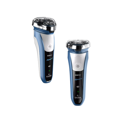 Afeitadora Gama Sport, máquina de afeitar con cabezal ajustable y mango ergonómico, en color negro y gris.