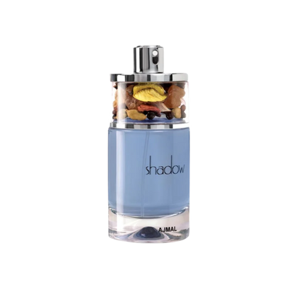 Perfume Ajmal Shadow II Eau de Parfum de 75 ml, botella elegante y diseño distintivo para hombre.