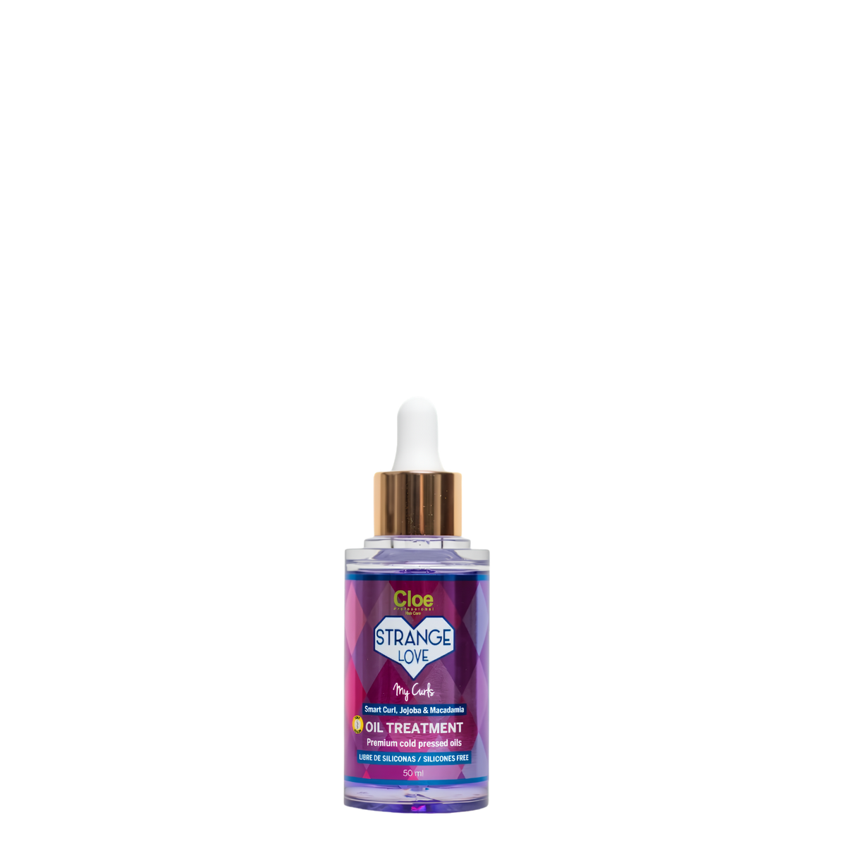 Aceite capilar nutritivo Cloe Strange Love para sellar puntas, frasco de 50 ml, con fórmula hidratante y reparadora para el cabello