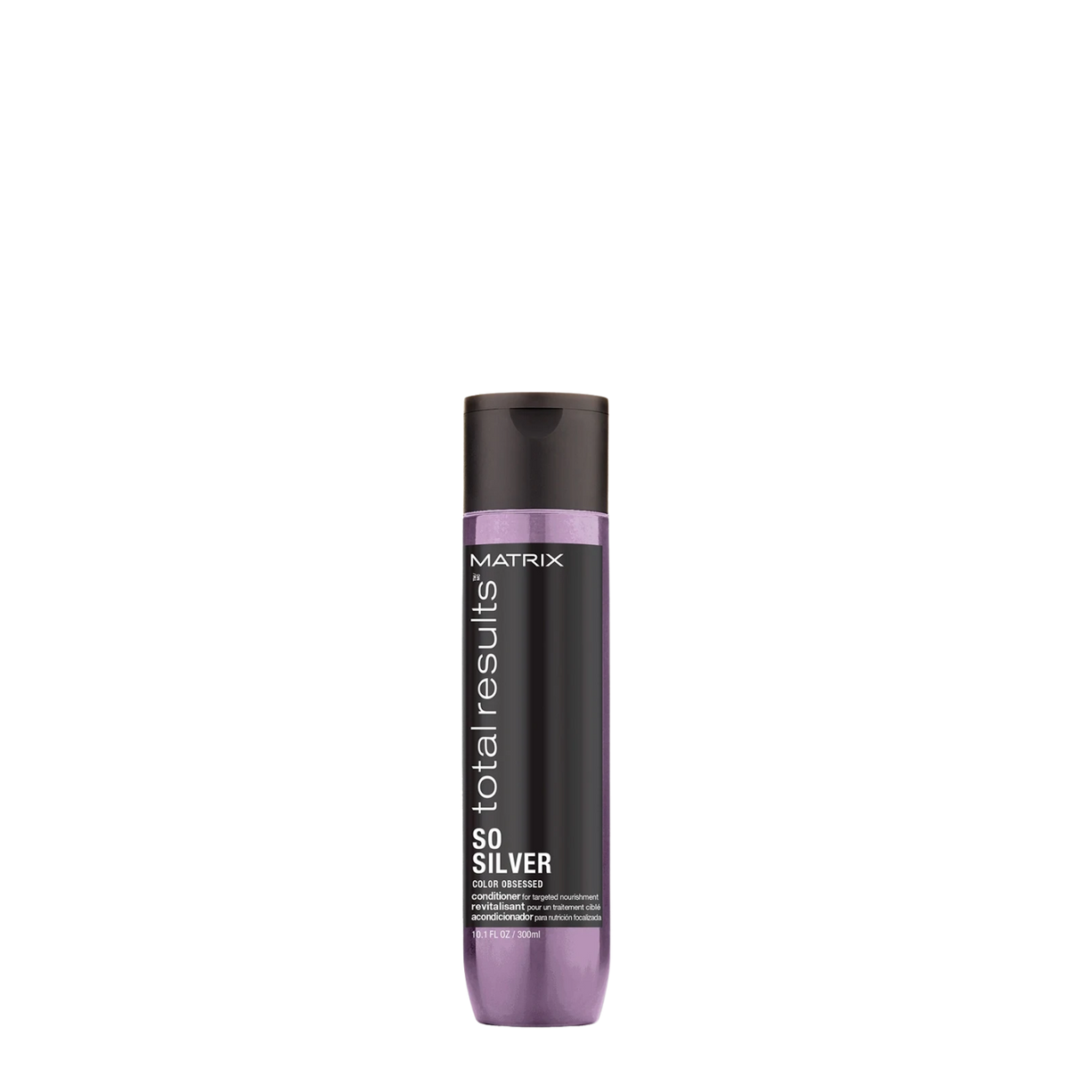 Acondicionador Matrix Total Results So Silver para cabellos rubios y canas, 300 ml, con fórmula nutritiva e iluminadora.