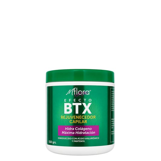 Tratamiento capilar Botox Mflora Máxima Hidratación en envase de 550 g, con textura y color del producto.