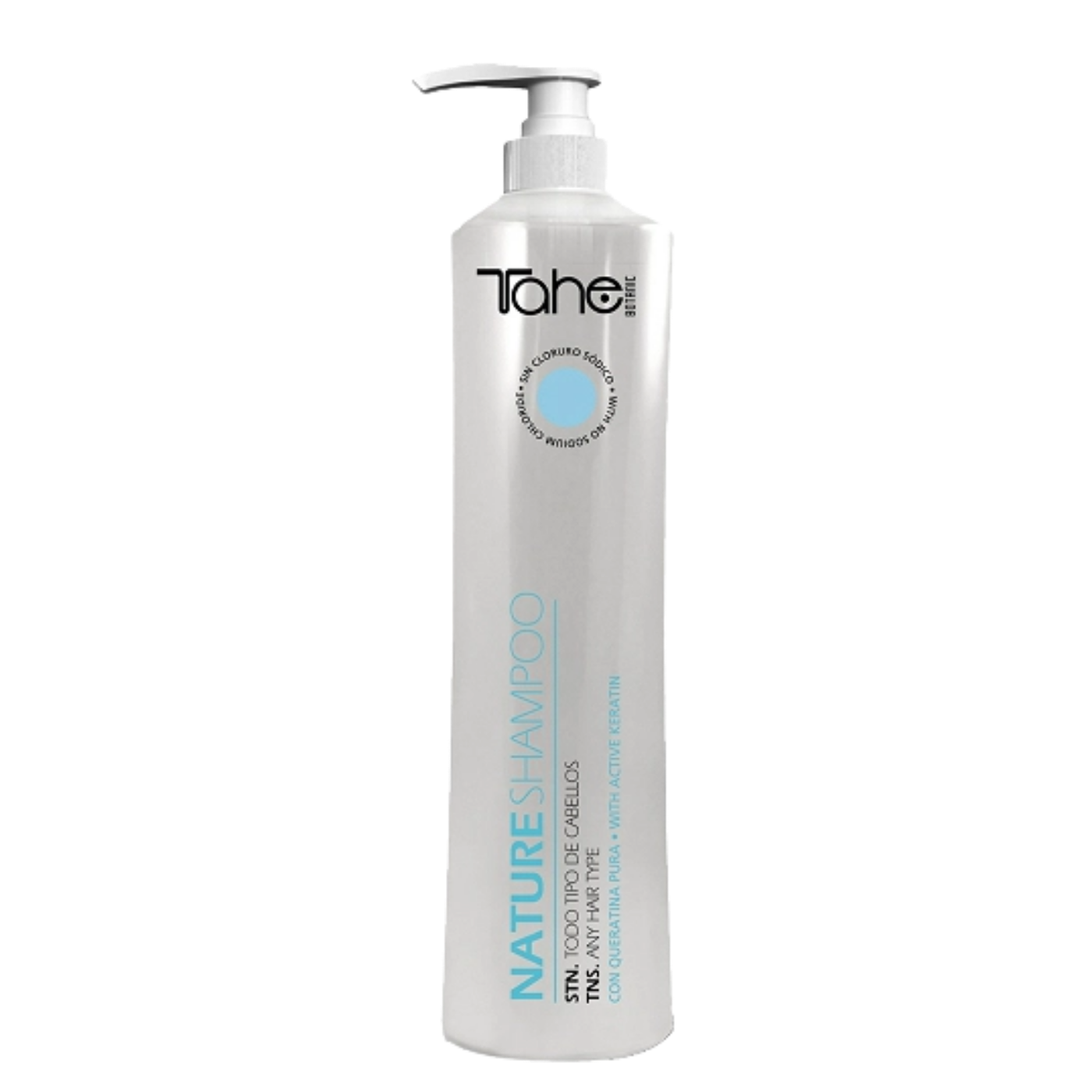 Champú Tahe Nature de 800 ml en botella, con fórmula botánica para cabello saludable y brillante.