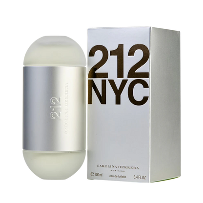 Perfume Carolina Herrera 212 NYC EDT para mujer en frasco de 100 ml, fragancia moderna y fresca.