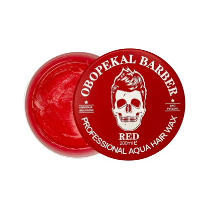 Cera gel modeladora Red Aqua Hair Wax de Obopekal en envase de 200g, con textura gel y color rojo visible en el envase