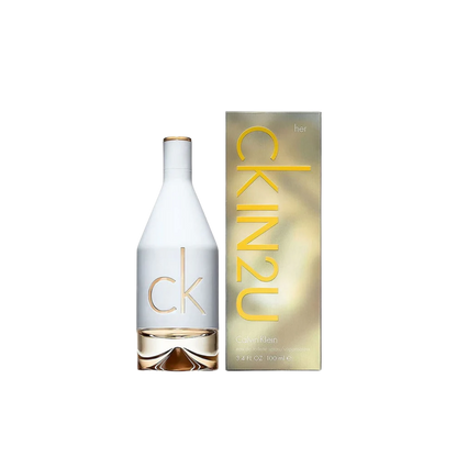 Perfume Calvin Klein CK IN2U para ella, frasco de 100 ml, fragancia femenina moderna y fresca.