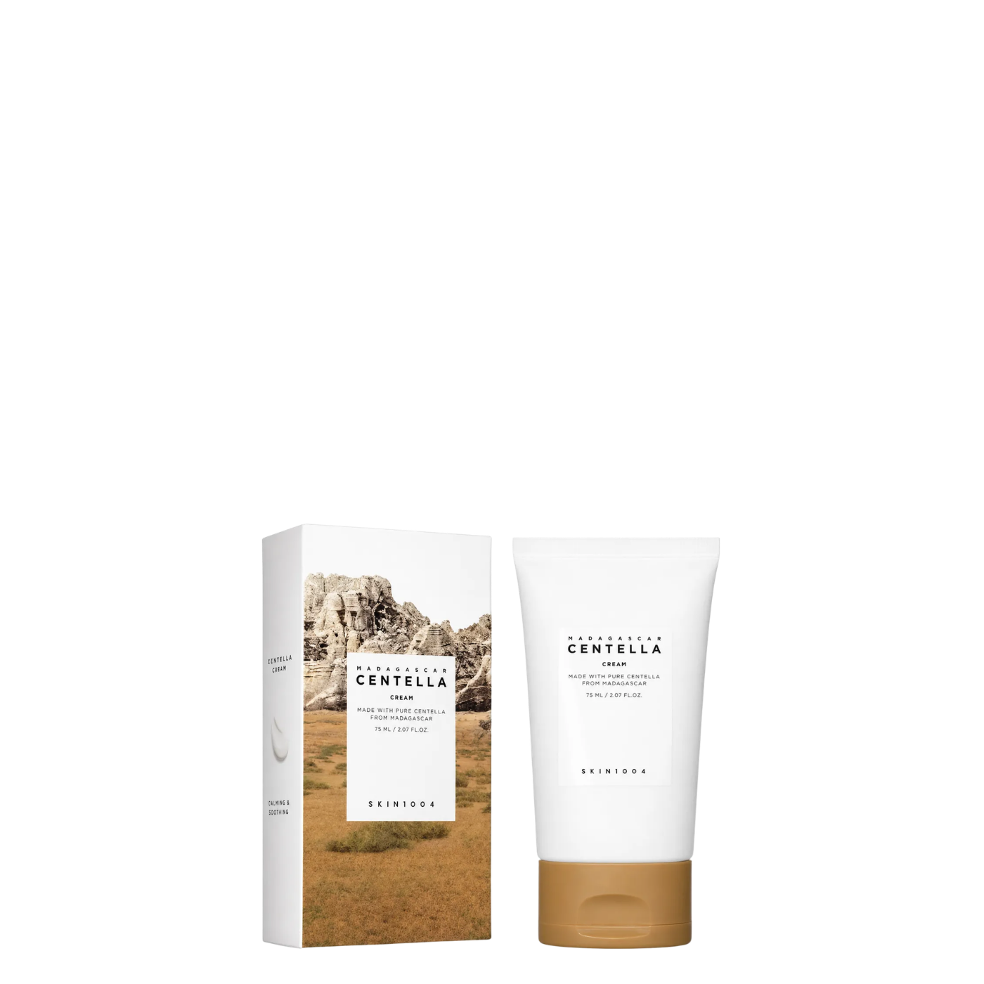 Tubo de 75 ml de la Crema Facial Hidratante Madagascar Centella Cream de la marca coreana Skin1004, tratamiento calmante y reparador de barrera para pieles sensibles.
