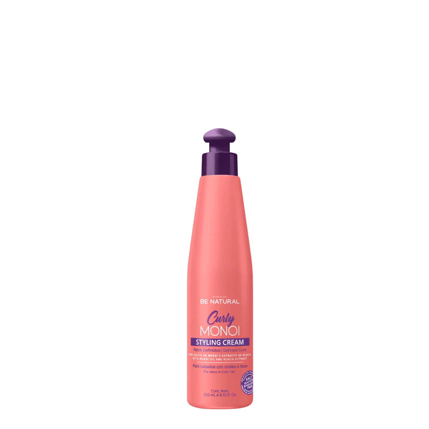 Crema de peinado para definición de rizos Be Natural Curly Monoi de 250ml, ideal para activar el rulo, hidratar a fondo y eliminar el frizz