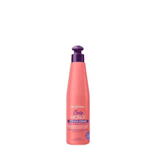 Crema de peinado para definición de rizos Be Natural Curly Monoi de 250ml, ideal para activar el rulo, hidratar a fondo y eliminar el frizz