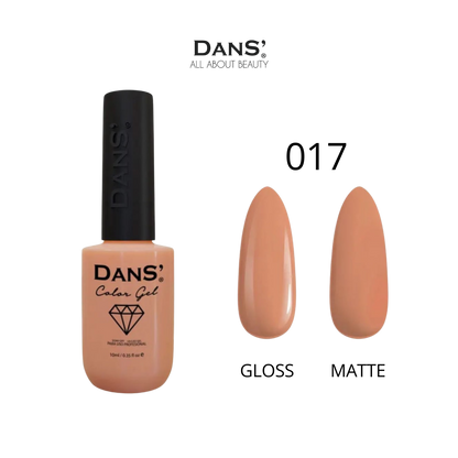 Esmalte gel Dans' Color en frasco con tapa blanca, muestra el color vibrante y brillante del esmalte en la botella.