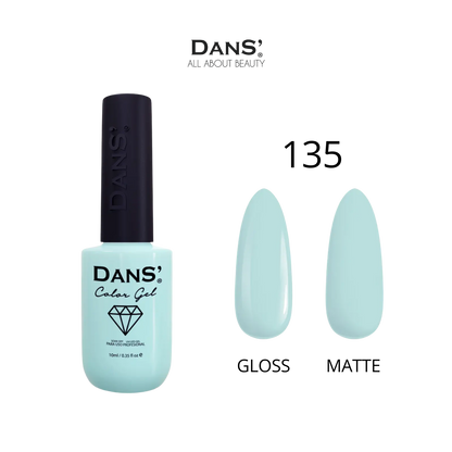 Esmalte Dans' Color Gel en frasco con color rosa brillante y etiqueta, muestra el producto de esmalte de uñas en el envase.