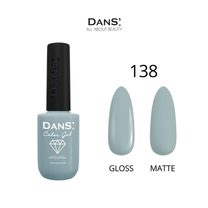 Esmalte gel Dans' Color Gel en frasco con color azul brillante y tapón negro para uñas.