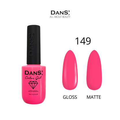 Esmalte Dans' Color Gel en tono rosado en frasco con etiqueta, esmalte de gel para uñas de la marca Dans