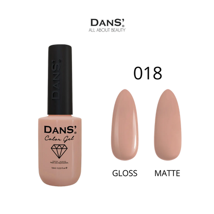 Esmalte gel Dans' Color Gel en tono 18, con acabado brillante y color vibrante, para uñas duraderas.
