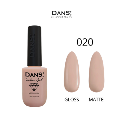 Esmalte gel Dans' Color Gel en botella con color rosa y detalles en la etiqueta, ideal para manicuras duraderas.