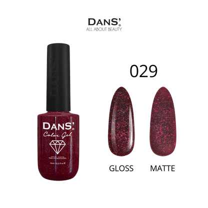 Esmalte gel Dans' Color Gel en bote, con color vibrante y acabado brillante para uñas.