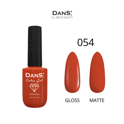 Esmalte Dans' Color Gel en frasco con tono vibrante, muestra la textura y color del esmalte para uñas de la marca Dans.