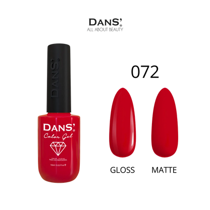 Esmalte Gel Dans' Color Gel en tono vibrante, con frasco de esmalte de la marca Dans, visible en la imagen.