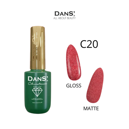 Esmalte Dans de la colección Navidad, color rojo brillante, con diseño festivo en la botella.