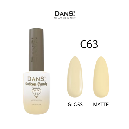 Esmalte Dans Cotton Candy de la colección, color rosa suave en frasco con tapa plateada, muestra el diseño del esmalte.