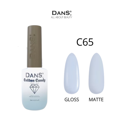 Esmalte Dans de la colección Cotton Candy, color rosa suave en frasco de esmalte con tapa plateada, vista frontal.