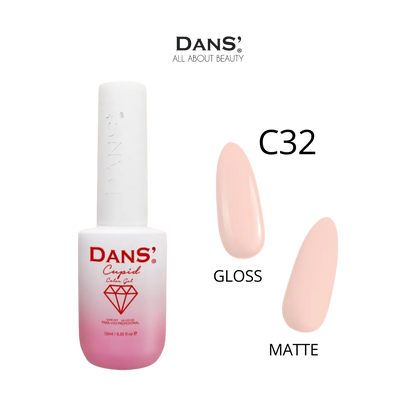Esmalte Dans de la colección Cupid, color rosa suave con acabado brillante, en frasco de esmalte de marca Dans.