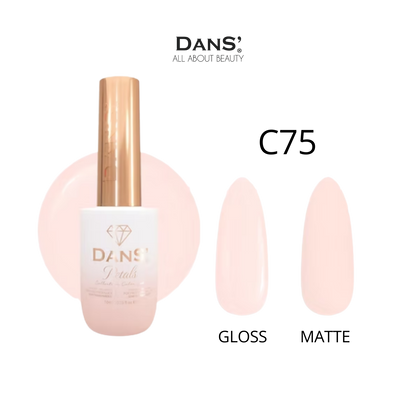 Esmalte Dans de la colección Petals, color rosa suave en frasco de esmalte con tapa plateada.